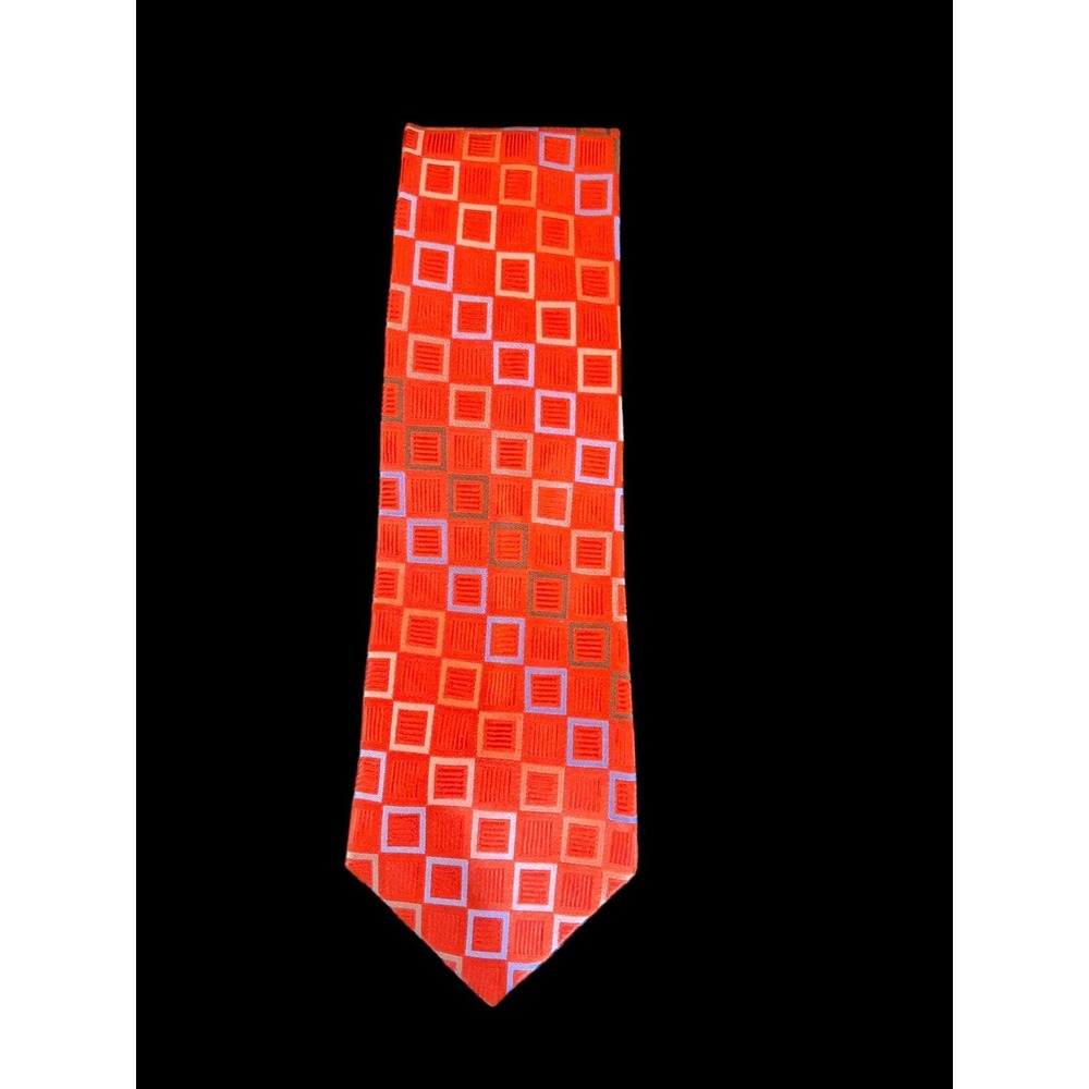 Joseph Abboud 100% Silk Red Geometric Print Necktie 60" X 3.5"